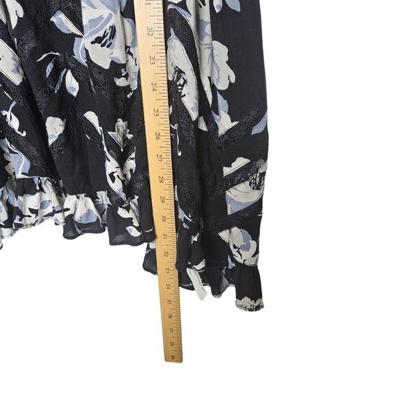 Free People Intimately Floral Lace Trim Asymmetrical Hem Dress Black White S - Picture 7 of 9